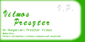 vilmos preszter business card